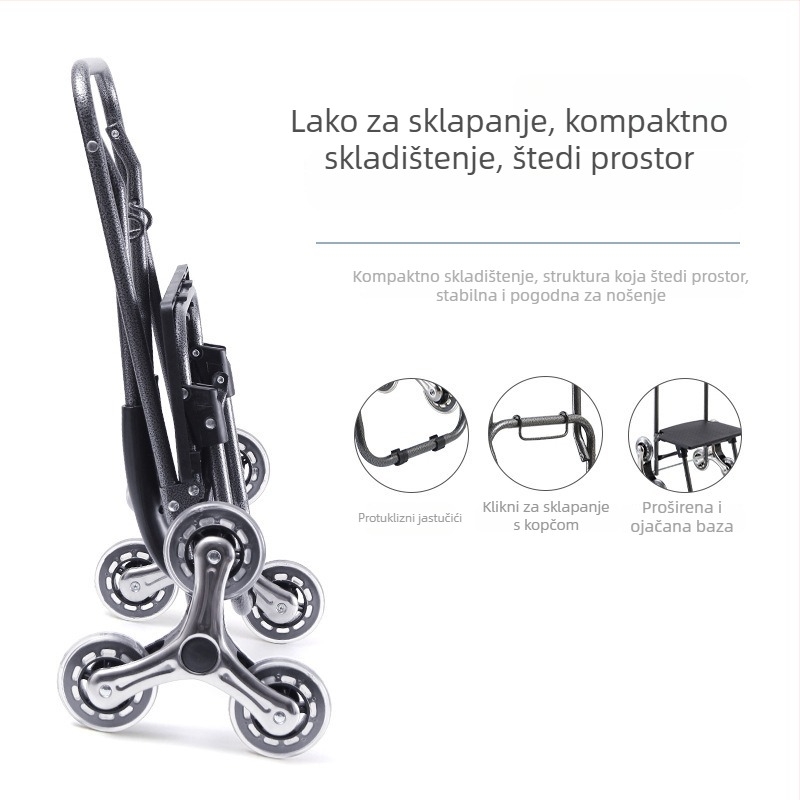 Junmei sklopiva košarica za kupovinu, pokretna, s funkcijom penjaanja uz stepenice, otisak logotipa i prilagodba