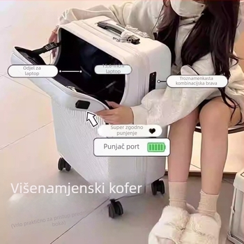 Poslovni kovčeg ABS+PC, brava sa kodom, 360° kotači, zatvarač, poliesterska podstava