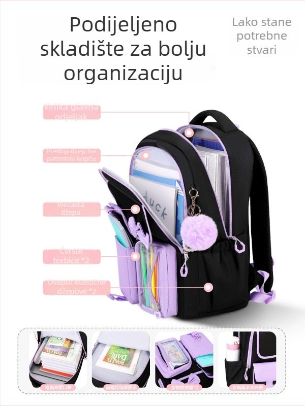 Školski ruksak za učenike 5. i 6. razreda (Oxford tkanina; vodootporan; prozračan; ultralak; zakrivljene naramenice)