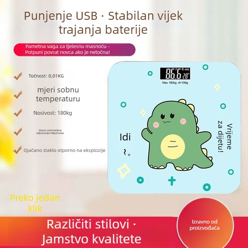Točna i slatka elektronička vaga za tjelesnu težinu i masnoću, Bluetooth, za kućnu upotrebu