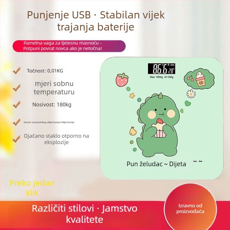Točna i slatka elektronička vaga za tjelesnu težinu i masnoću, Bluetooth, za kućnu upotrebu
