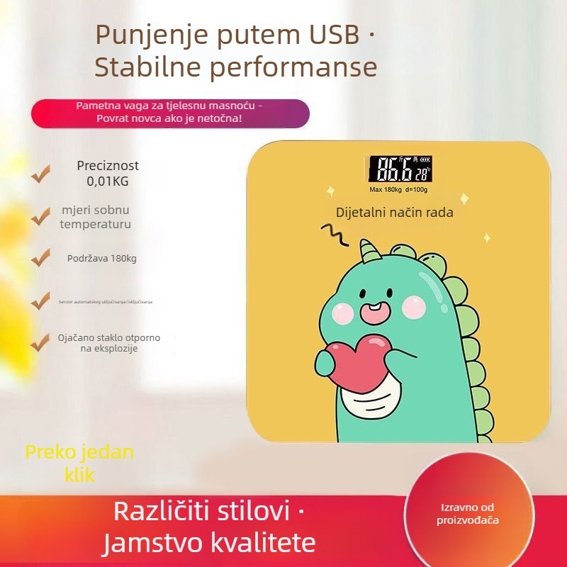 Točna i slatka elektronička vaga za tjelesnu težinu i masnoću, Bluetooth, za kućnu upotrebu