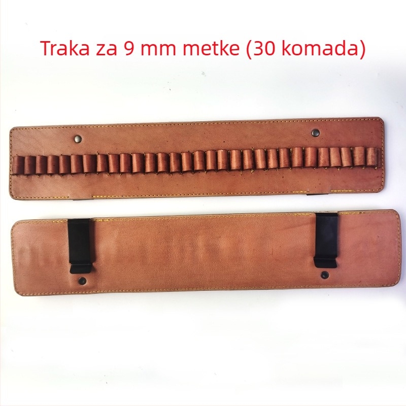 Kožna torbica za municiju Type 97 za šok oružje, dvostruki pretinac, 9 mm traka s 15 otvora, taktična torba oko struka