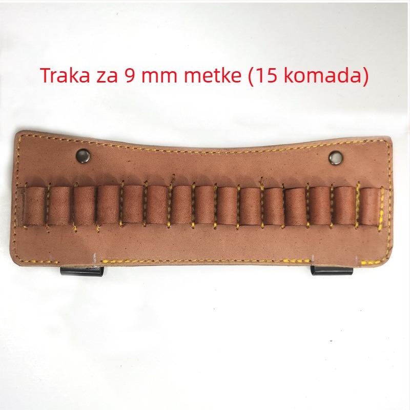 Kožna torbica za municiju Type 97 za šok oružje, dvostruki pretinac, 9 mm traka s 15 otvora, taktična torba oko struka