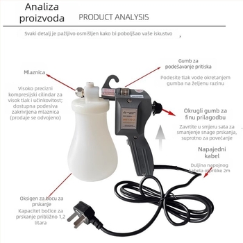 Pistolj za čišćenje tekstila, 50W, visoke snage, uklanjanje masnih mrlja, električni visokotlačni vodeni pištolj, 220V
