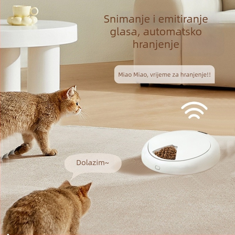 JUNGU šestero-komponentni automatski hranilnik za mokru hranu kućnih ljubimaca, Bluetooth upravljanje putem aplikacije, odvojiv, težina 1580 g