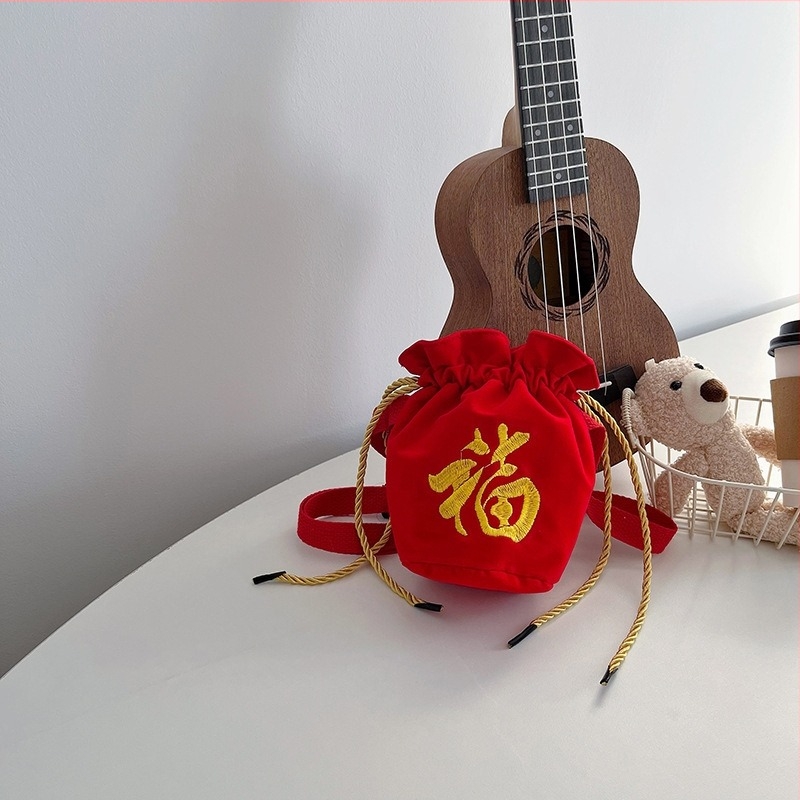 Dječja torbica s remenom za novac, našiven Fu lik, ultralakana platnena torbica s podstavom od poliestera, razigran stil za svakodnevnu upotrebu u vrtiću