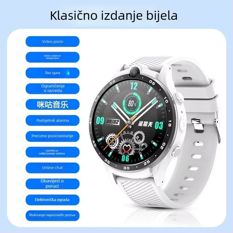 Pametni sat za tinejdžere i učenike – vodootporan, SIM utor, 4G povezanost, praćenje srčanog ritma, brojanje koraka