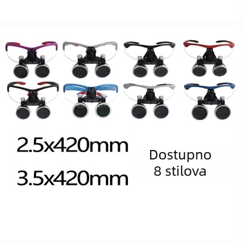 Oralno-stomatološka kirurška lupa s LED 5W, povećanje 2.5x–3.5x, filtr, metalna kutija