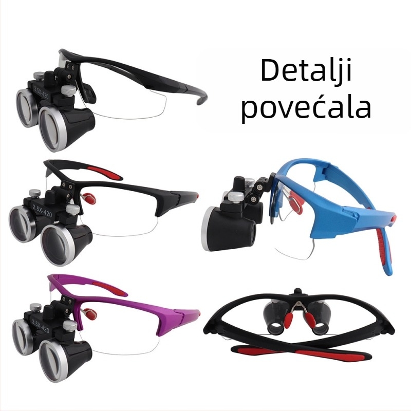 Oralno-stomatološka kirurška lupa s LED 5W, povećanje 2.5x–3.5x, filtr, metalna kutija