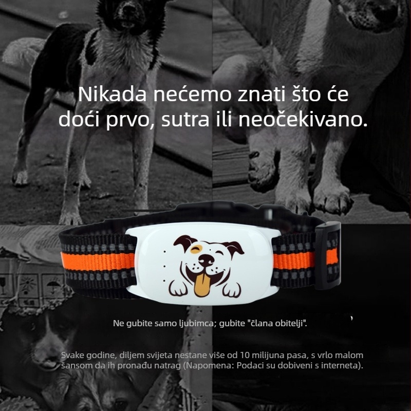 4G locator za kućne ljubimce na kaišu, kompatibilan s Androidom/iOS-om, baterija 500 mAh, težina 30 g, veličina 31×61×16 mm