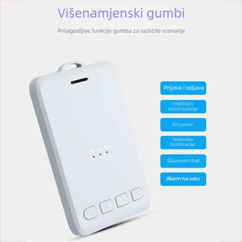 Inteligentna elektronička radna iskaznica s GPS/Beidou lokatorom, model T808, točnost GPS 5–15 m, alarmi SOS, Mobilno i Ograde, dimenzije 101×60×11 mm, baterija 1500 mAh