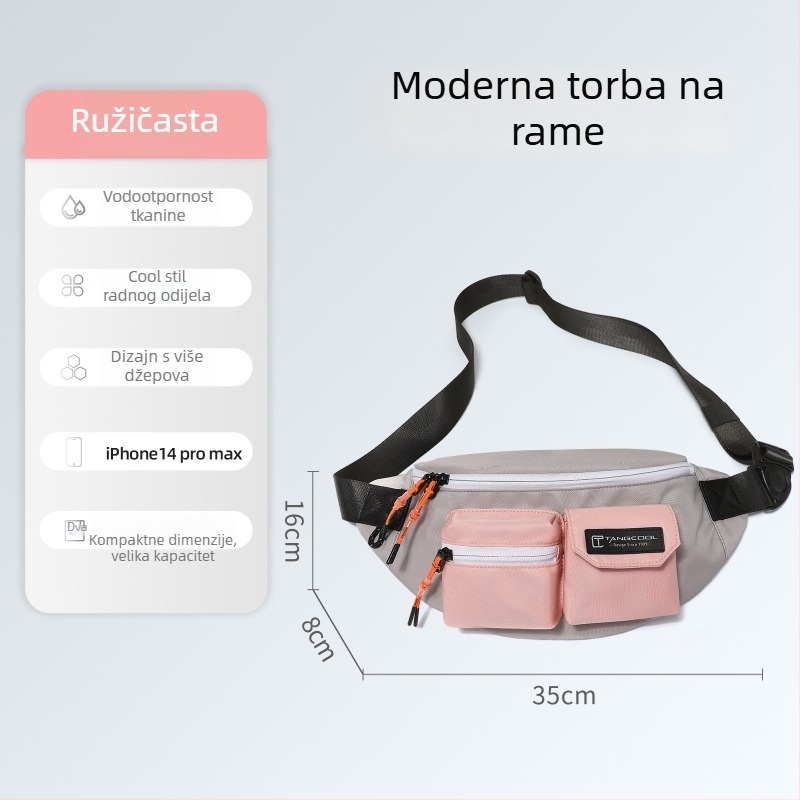 Tangcool Muška prsna torba — Ulični stil, Oxford platno, Prozračna i vodootporna, Poliester podstava