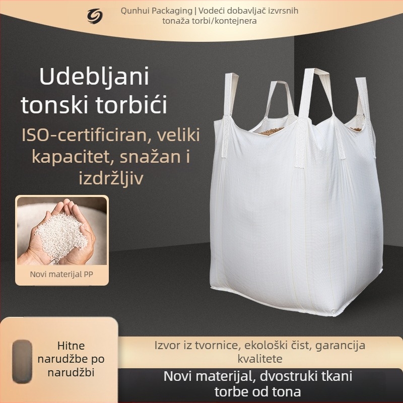 Kvadratna kontejner vreća, PP materijal, kapacitet 1–2 tona, prilagodljivo, otpornost na habanje 60, UV zaštita