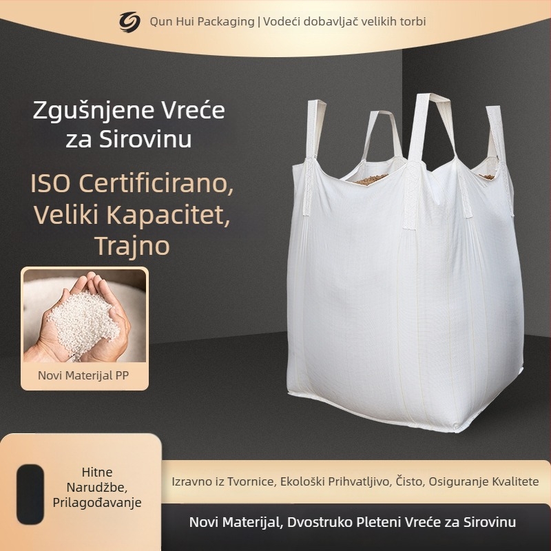 Kvadratna kontejner vreća, PP materijal, kapacitet 1–2 tona, prilagodljivo, otpornost na habanje 60, UV zaštita