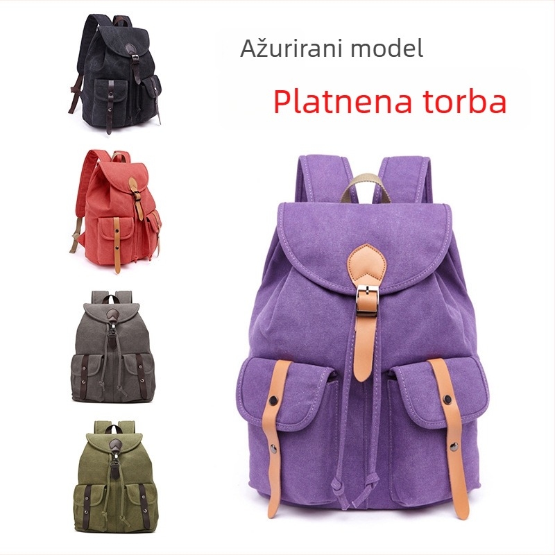 Retro platneni ruksak za muškarce i žene, 20–35L, prozračan i otporan na habanje, kompatibilan s prijenosnim računalom, stil poslovno putovanje