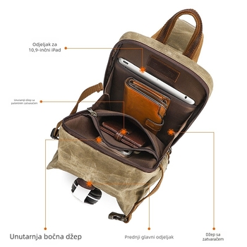 Muška platnena torbica za prsa XB1073 | Materijal: platno; Podstava: poliester; Model: XB1073; Spol: Muškarac