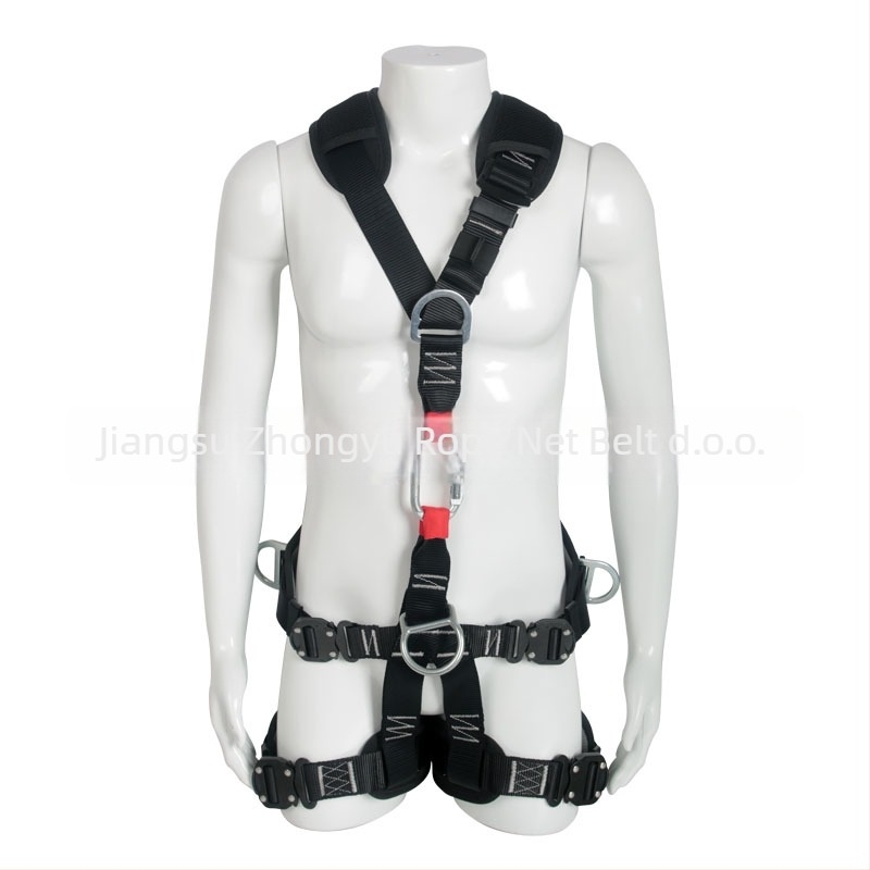 Petopojasni sigurnosni pojas za rad na visini u industriji vjetroenergije – pojas od poliestera/legiranog čelika, sigurnosna užad od najlona, Zhongyu you'an