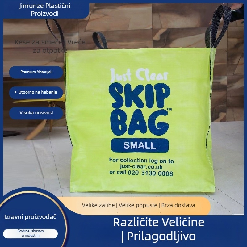 PP tkana vreća za otpad iz dvorišta i gradnje, velik kapacitet; Materijal: PP; Nosivost: 1000-1300 kg; Samozatvaranje: Da; Specifikacije: Prilagođene; Kategorija: Plastna tkanina vreća