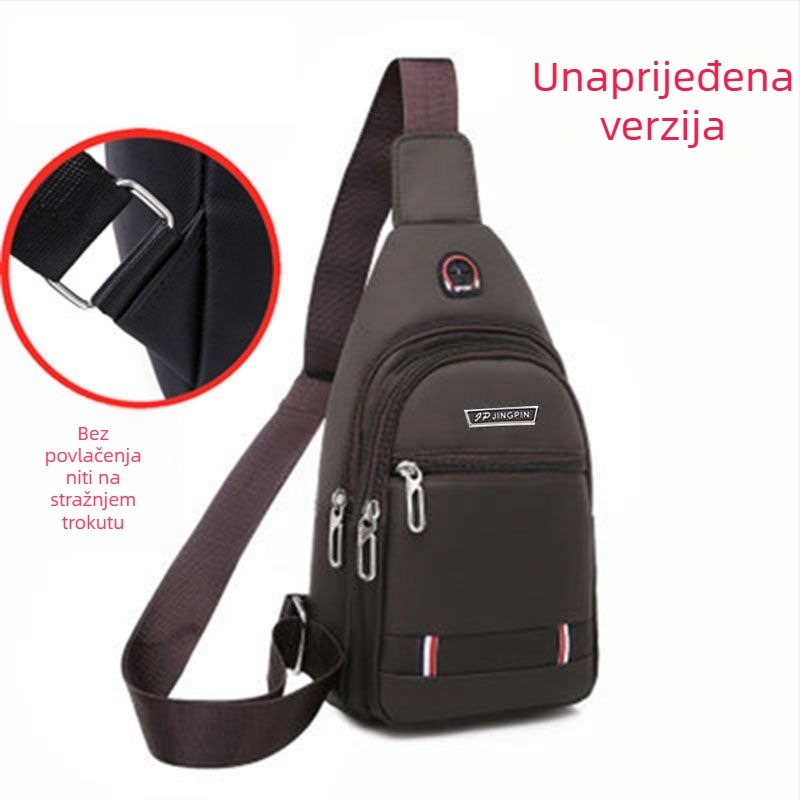 Muška prsna torba od Oxford platna, vodootporna, izolacija, proširivi kapacitet, zaštita kralježnice