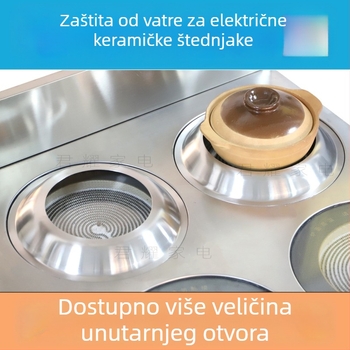 Nerđajući čelični štit za vatru i izolacijski prsten za električnu keramičku ploču i glinene lonce — debeli izolacijski prsten, dodatak za lonce (komercijalna uporaba)