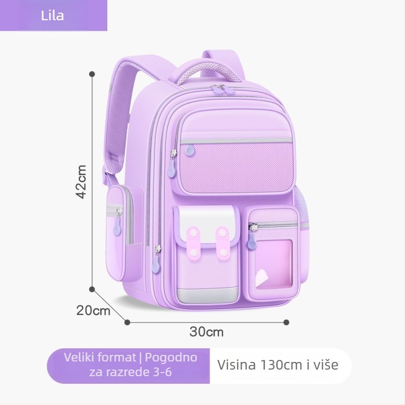 Unisex školska torba za osnovnu školu, Oxford platno, velika zapremina, vodootporna, ergonomski stražnji panel za potporu kralježnice