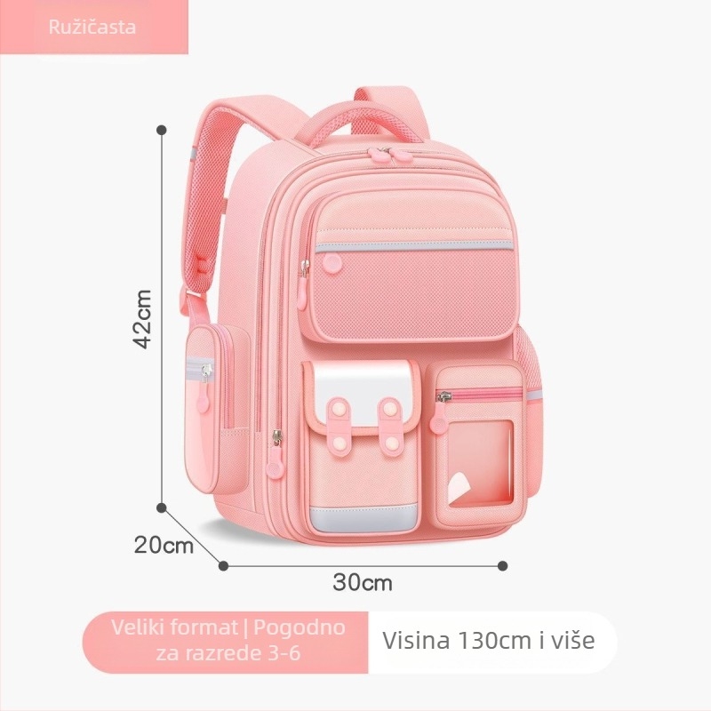 Unisex školska torba za osnovnu školu, Oxford platno, velika zapremina, vodootporna, ergonomski stražnji panel za potporu kralježnice