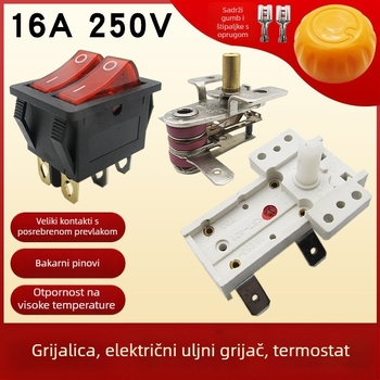 Termostatski prekidač za uljni grijač, visokog kapaciteta 16A, dvostruki 4/6-pinski priključak, dodatak za grijač