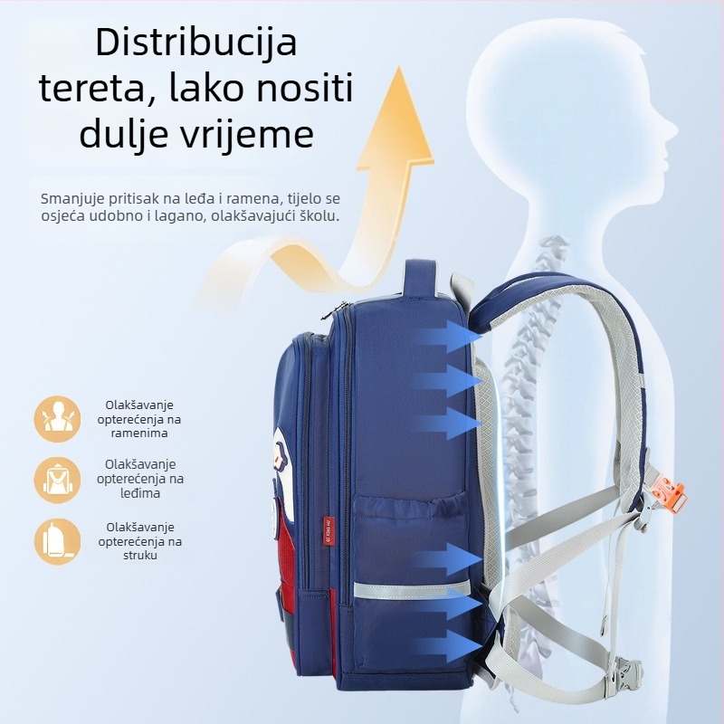 Školski ruksak za 1–6. razred - Unisex, Poliester, Lagani, Prozračan, Veliki kapacitet