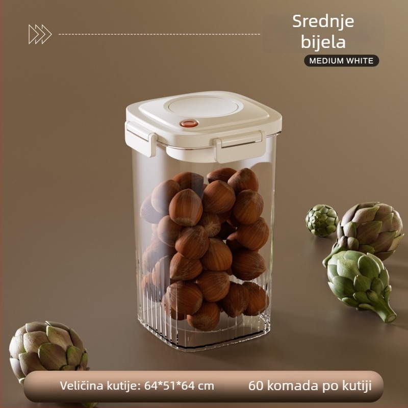 Kvadratna vakuumska posuda s pritiskom poklopca, 800–1000 ml, za sušenu koru mandarine, ljekovito bilje i zrna kave, posuda za čuvanje hrane svježe
