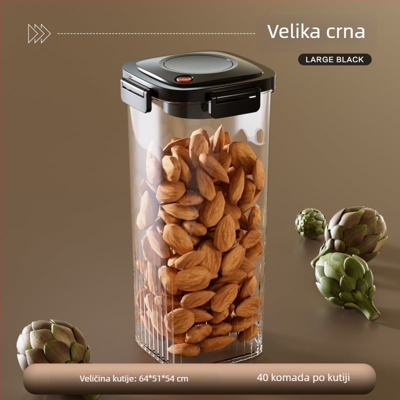 Kvadratna vakuumska posuda s pritiskom poklopca, 800–1000 ml, za sušenu koru mandarine, ljekovito bilje i zrna kave, posuda za čuvanje hrane svježe