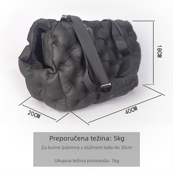 Torba za prijevoz kućnih ljubimaca za male pse i mačke, prozračna, mekani poliamidni materijal, kapacitet 15 L