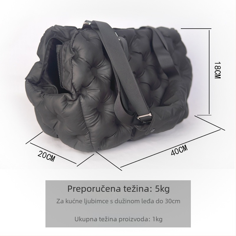 Torba za prijevoz kućnih ljubimaca za male pse i mačke, prozračna, mekani poliamidni materijal, kapacitet 15 L