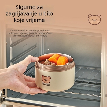 Okrugla termo kutija za obrok od nehrđajućeg čelika 304, mikrotalasna kompatibilna, kapacitet 2,1–3 L, za uredske radnike
