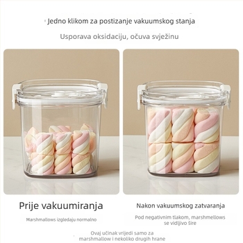 Vakuumska kutija za hranu, kvadratna plastična kutija za začine i zrna kave, otporna na vlagu 501–800 ml