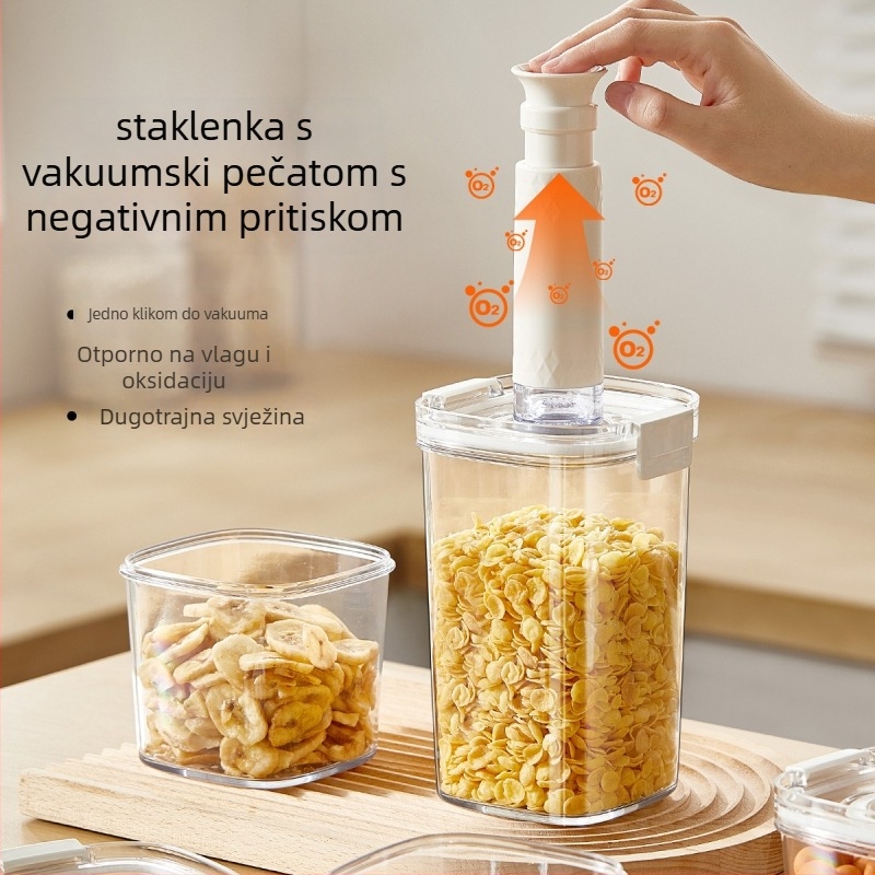 Vakuumska kutija za hranu, kvadratna plastična kutija za začine i zrna kave, otporna na vlagu 501–800 ml