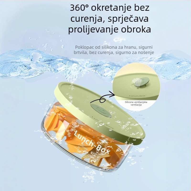 Staklena kutija za ručak od borosilikatnog stakla, mikrovalna sigurna, okrugla, čuva svježinu, kapacitet 301–800 ml
