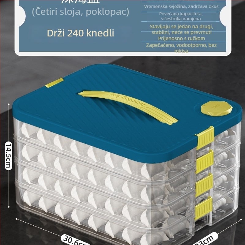 Kutija za knedle od plastike – zatvorena za očuvanje svježine, pogodna za zamrzivač, kuhinjsko skladištenje