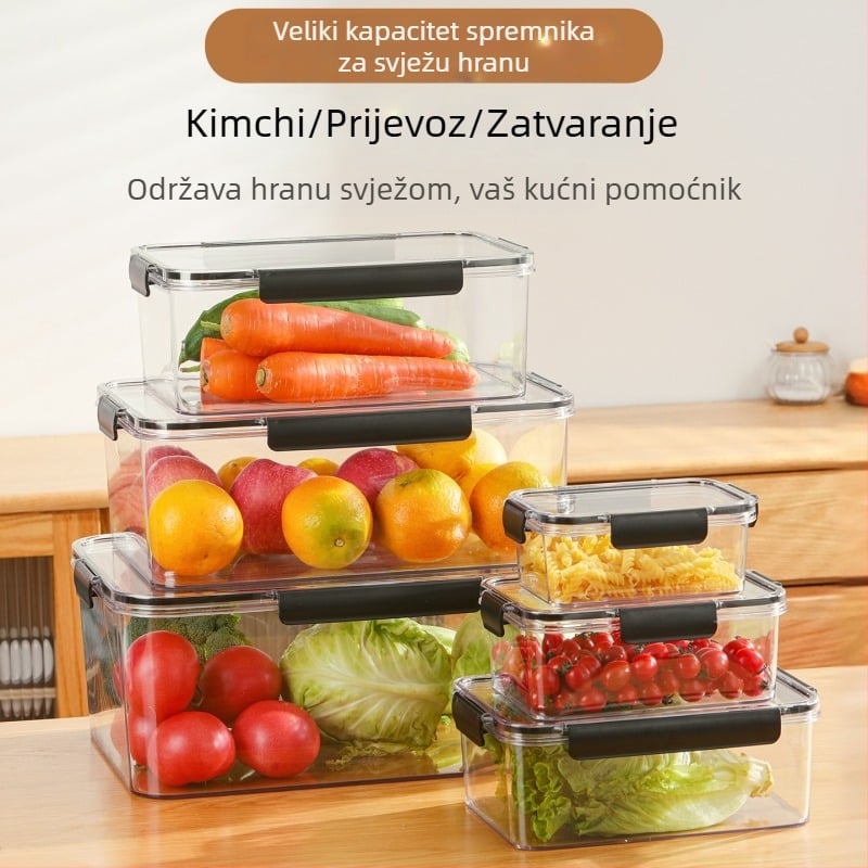 Plastična kutija za čuvanje hrane u hladnjaku – prozirna, zatvoriva, pravokutnog oblika, velika kapaciteta