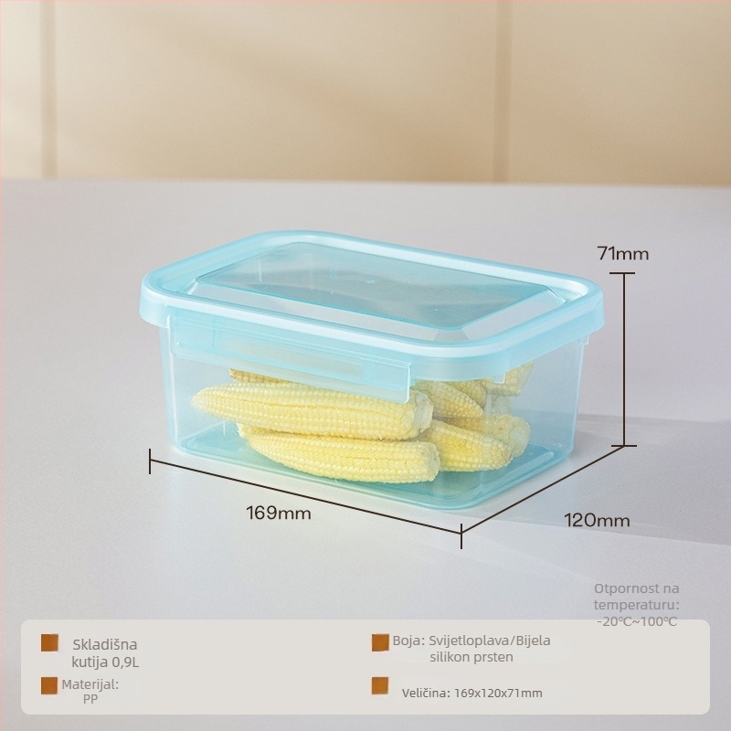Plastična kutija za hladnjak za zamrznuto meso, prehrambena plastika, mikrovalna sigurnost, kapacitet 301–500 ml i 800–1000 ml, jednoslojna, brtvljenje