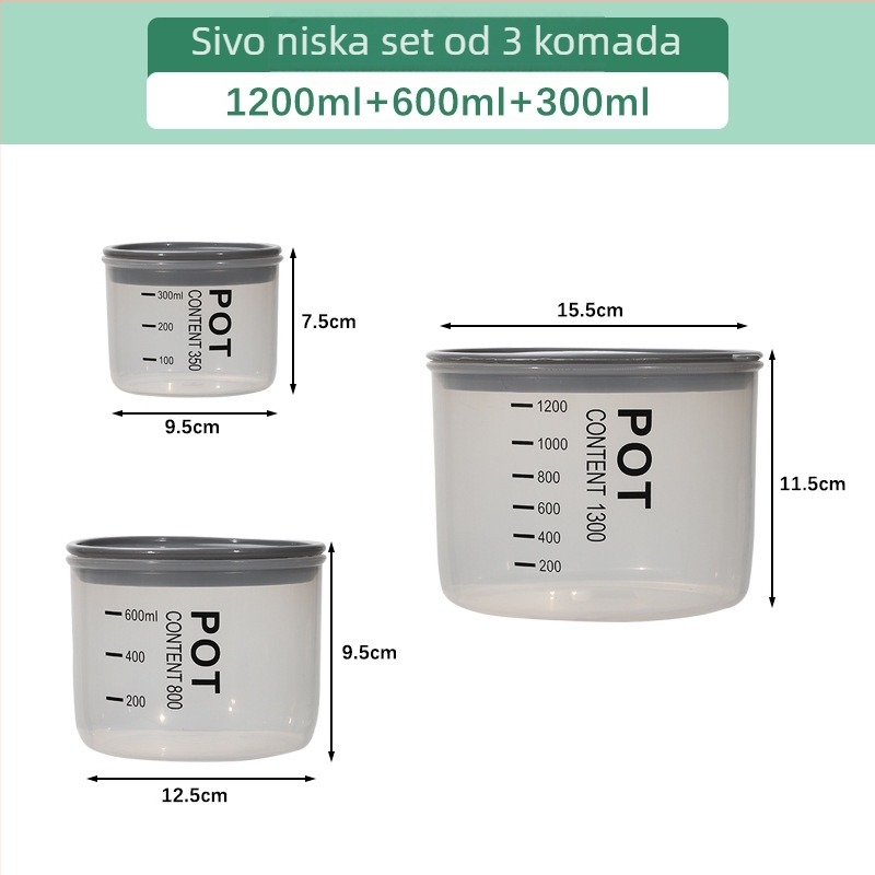 Zatvorena okrugla prozirna plastična kutija za čuvanje hrane, za mješavinu pet žitarica, suho voće i čajne listiće, pogodna za mikrovalnu pećnicu, mogućnost prilagođenog logotipa