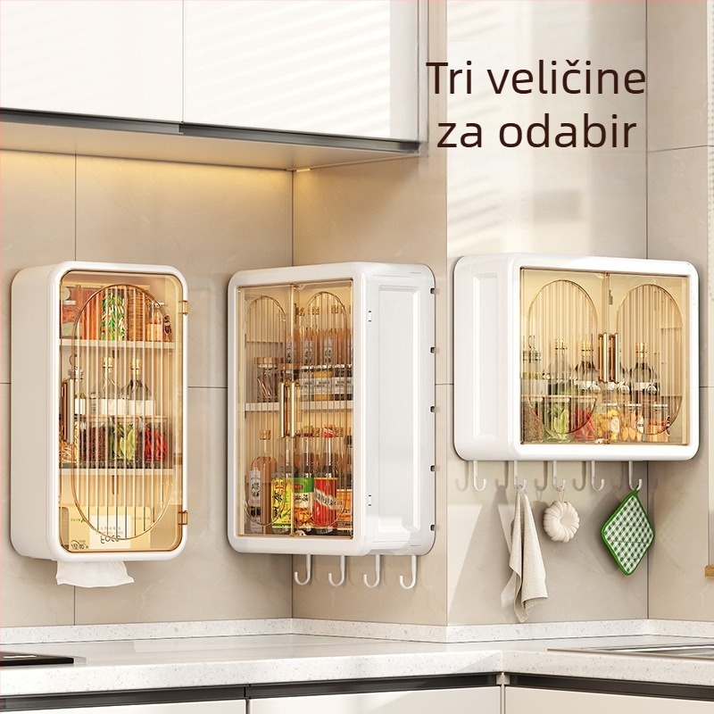Zidni kutija za skladištenje, bez bušenja, magnetska kutija za zaštitu od prašine za kuhinjske začine, model HY-A020, PP plastika