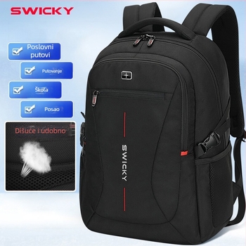 SWICKY 88042 Unisex poslovni ruksak – Kapacitet 36-55 L, Poliester, Vodootporan, Protiv krađe, Pogodan za 16-inčni laptop