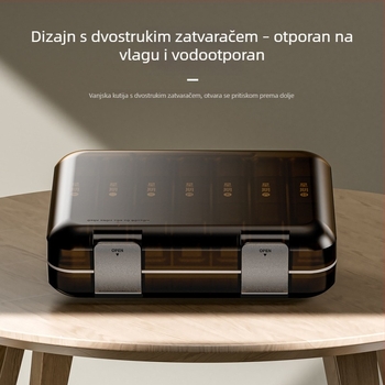 7-dnevni organizator pilula sa zatvorenim pretincima, prijenosan, velike kapacitete.