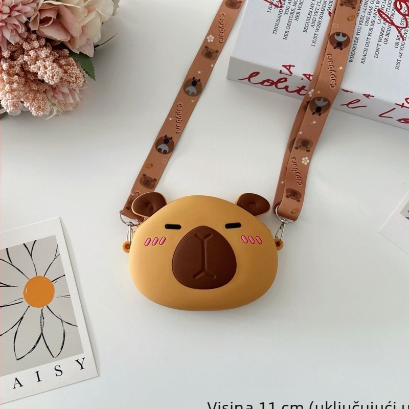 Dječji silikonski novčanik s kapibarom, križni remen, vodootporan, za vrtić