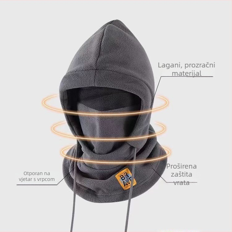 Zimski fleece set kapa-šal za unisex odrasle – topao, otporan na vjetar, dvodjelni set, zaštita vrata