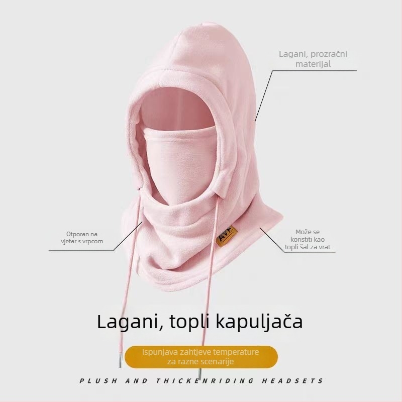 Zimski fleece set kapa-šal za unisex odrasle – topao, otporan na vjetar, dvodjelni set, zaštita vrata