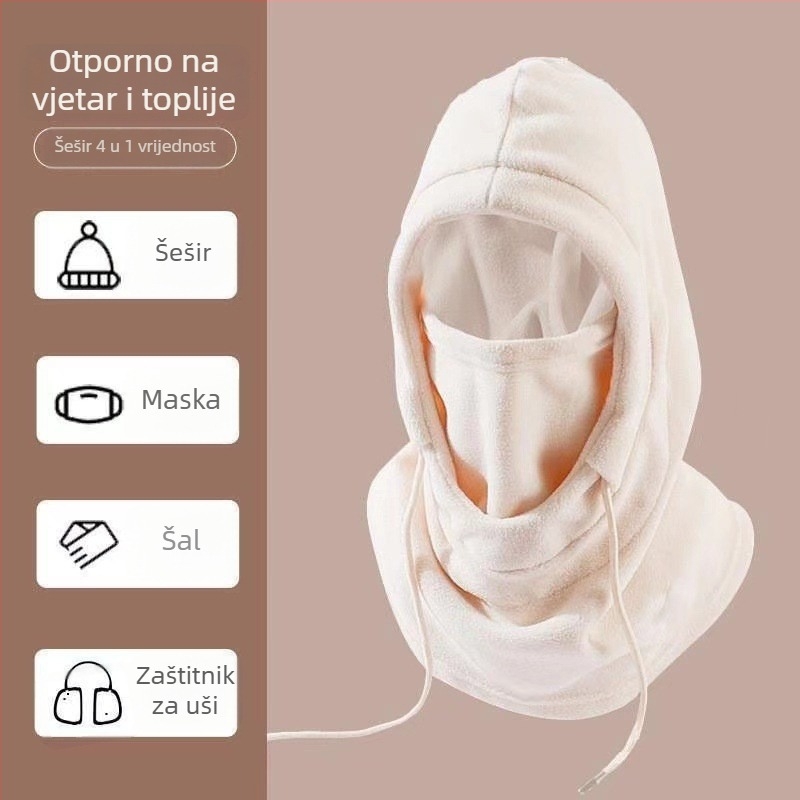 Zimski fleece set kapa-šal za unisex odrasle – topao, otporan na vjetar, dvodjelni set, zaštita vrata