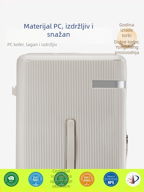 Putni kofer s debelim tijelom i velikim kapacitetom, otporan na padove, dvostruko slojni zatvarač otporan na eksplozije, PC materijal, univerzalni kotači