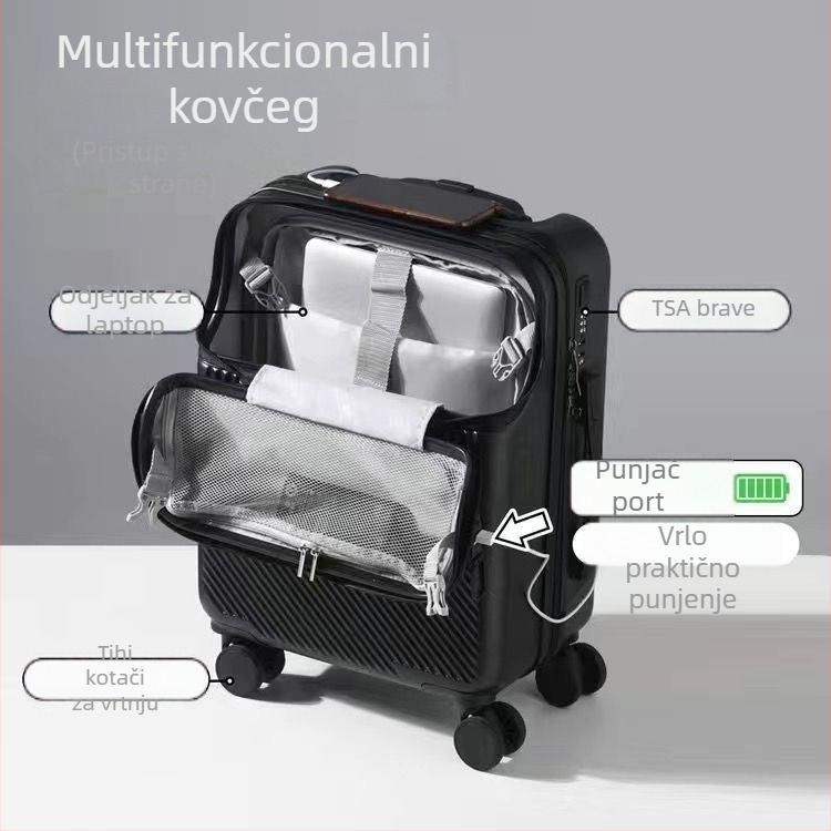 Kofer s prednjim otvaranjem ABS-a, teleskopskom ručkom, 2,8 kg, TSA kombinacijska brava, univerzalni kotači